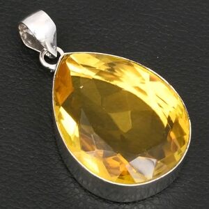 Citrine Gemstone 925 Sterling Silver Handmade Pendant Necklace